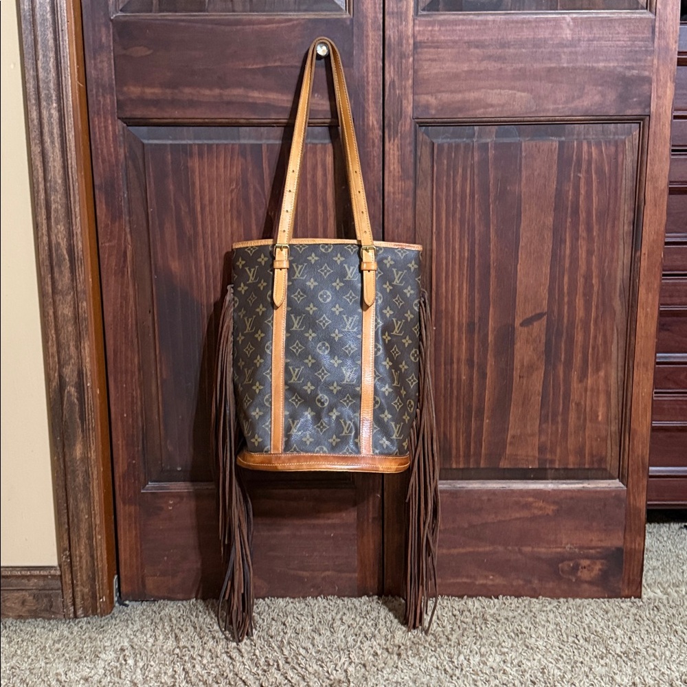 Louis Vuitton Monogram Tote with Fringe in Brown and Tan - Picture 2 of 5